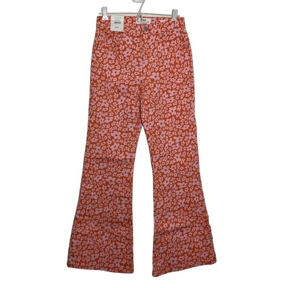Cotton On Womens Original Flare Jeans Bella Daisy Groovy 70s Floral Y2K NWT US 4 - Picture 1 of 9